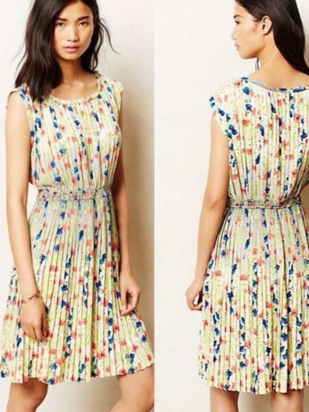 Anthropologie Yoana Baraschi Meadowlight Floral Pleated Dress
